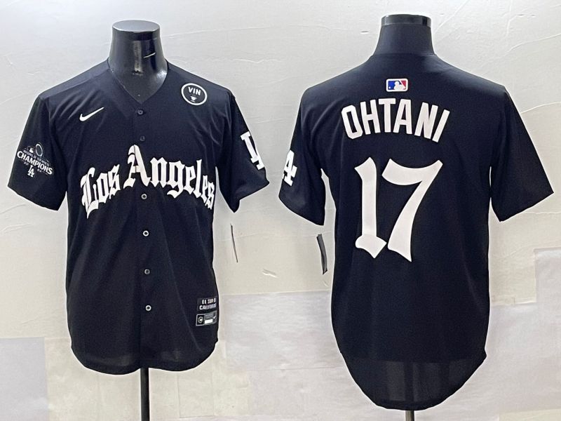 Men Los Angeles Dodgers #17 Ohtani Black Five generations Joint Name 2025 Nike MLB Jersey style 42->los angeles dodgers->MLB Jersey